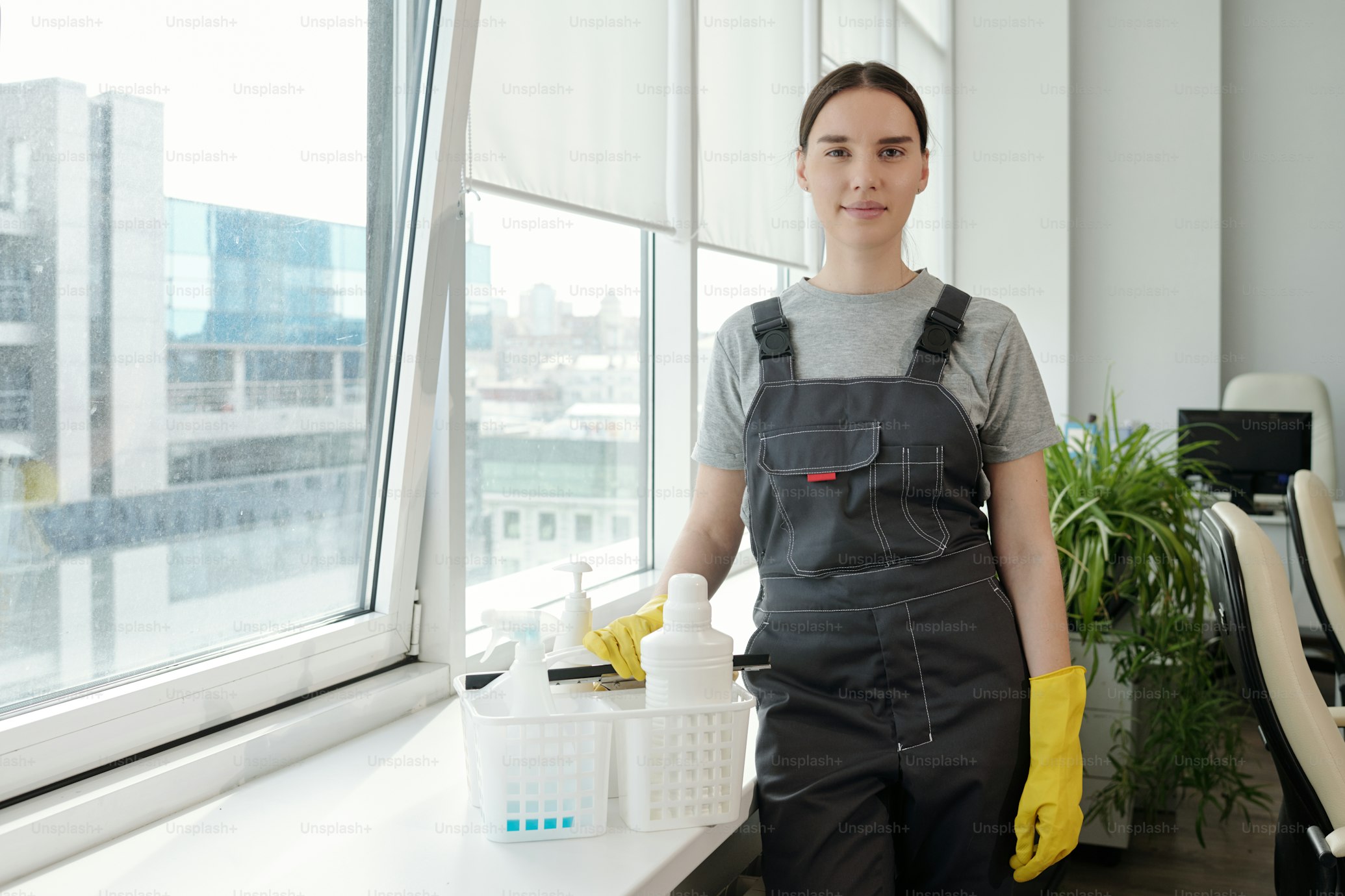 Professional cleaner at work in a modern home